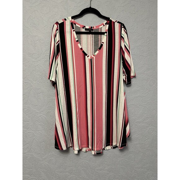 Lane Bryant Sz 18/20 Stripe Hi Lo Top D33 - Picture 1 of 4